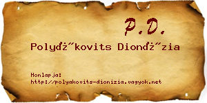 Polyákovits Dionízia névjegykártya